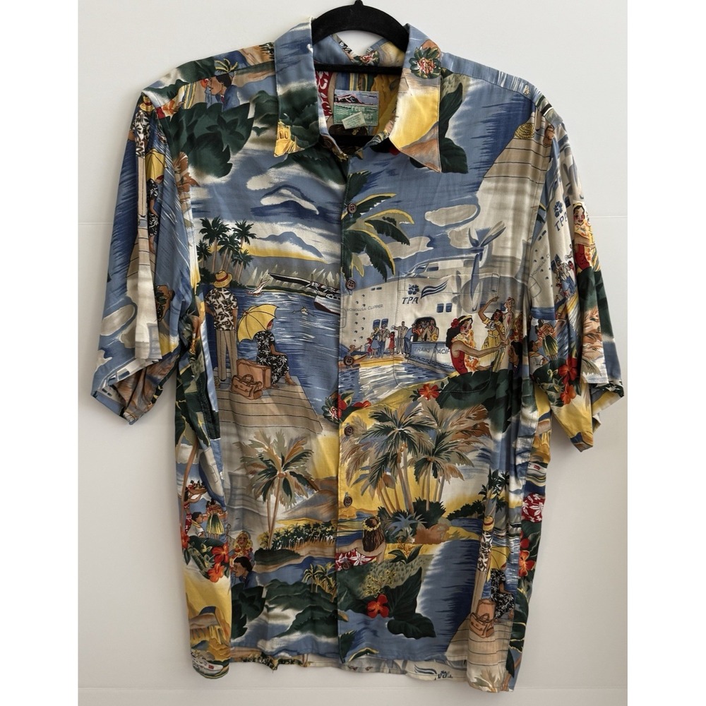 Reyn Spooner Men's M Honolulu Clipper TPA Trans Pacific Airlines Hawaiian Shirt